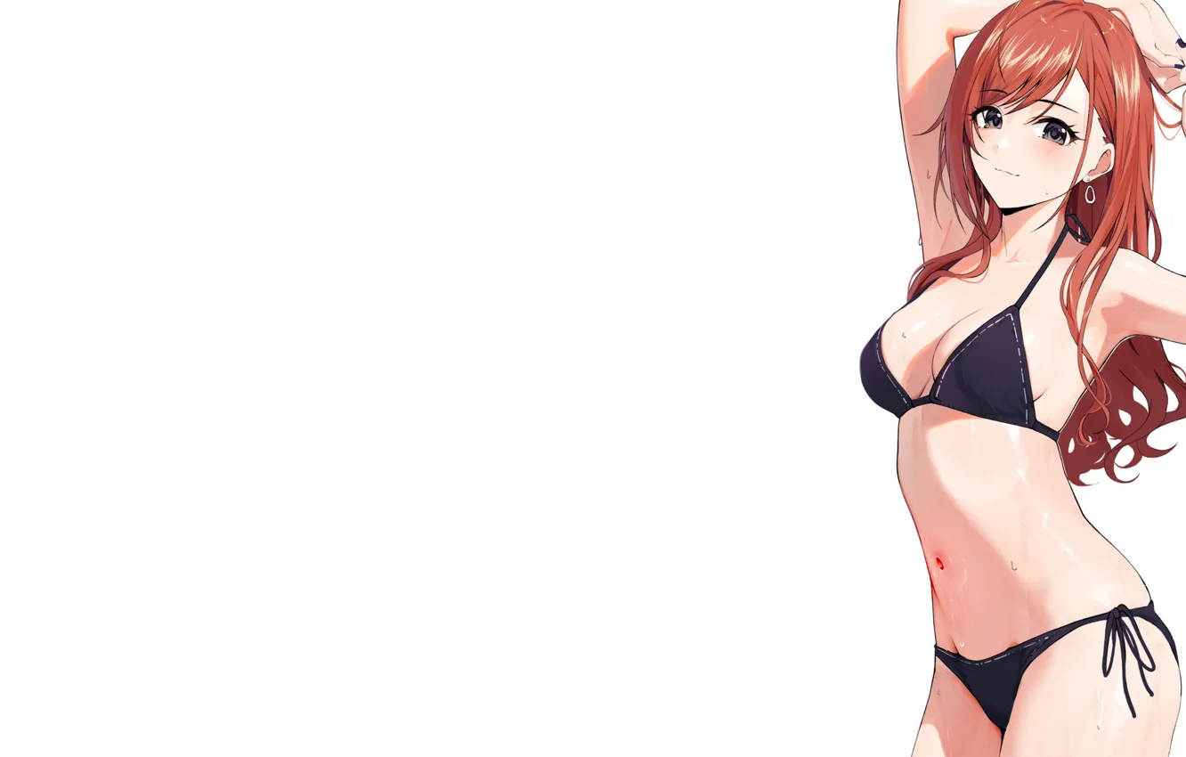 Photo wallpaper kawaii, sexy, anime, short hair, redhead, cute, bikini, armpit