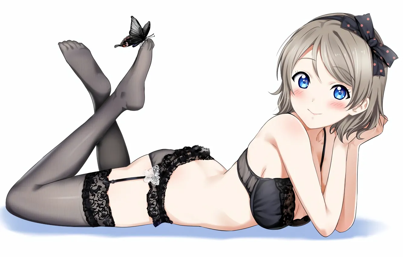 Photo wallpaper girl, sexy, lingerie, ass, bra, cleavage, panties, thighhighs