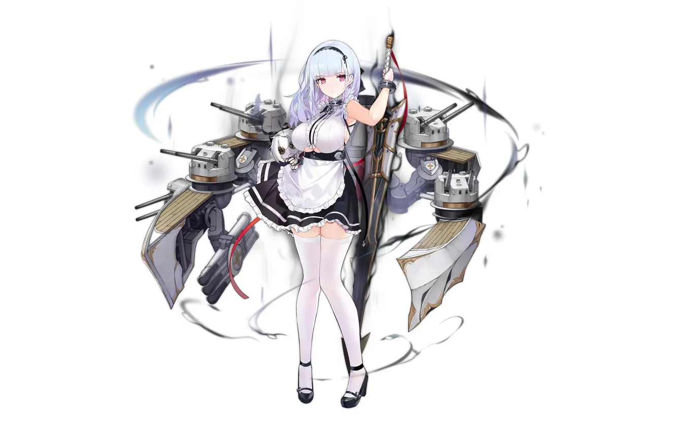 Photo wallpaper girl, sexy, cleavage, thighhighs, long hair, dress, boobs, anime