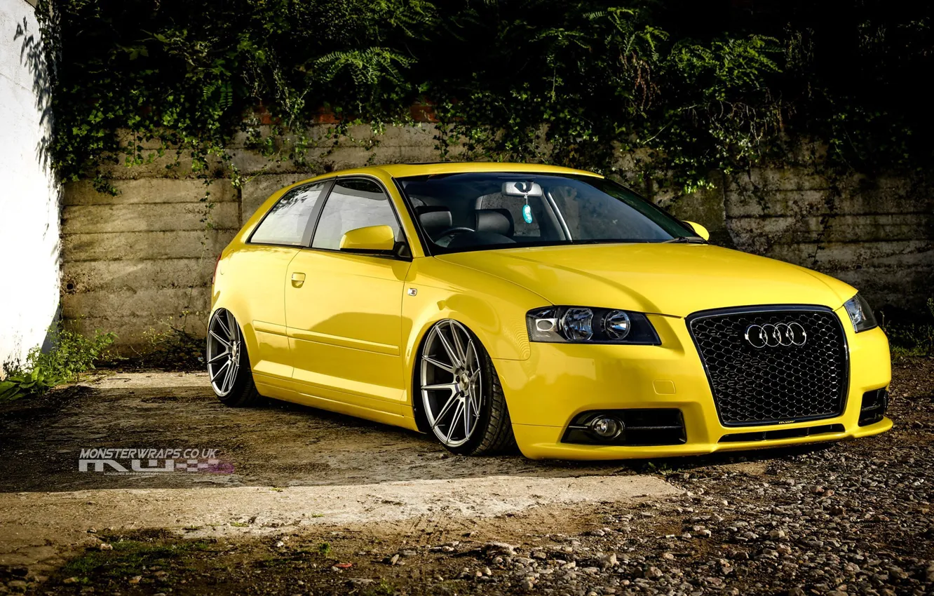 Photo wallpaper audi, wheels, tuning, front, face, low, stance, clean