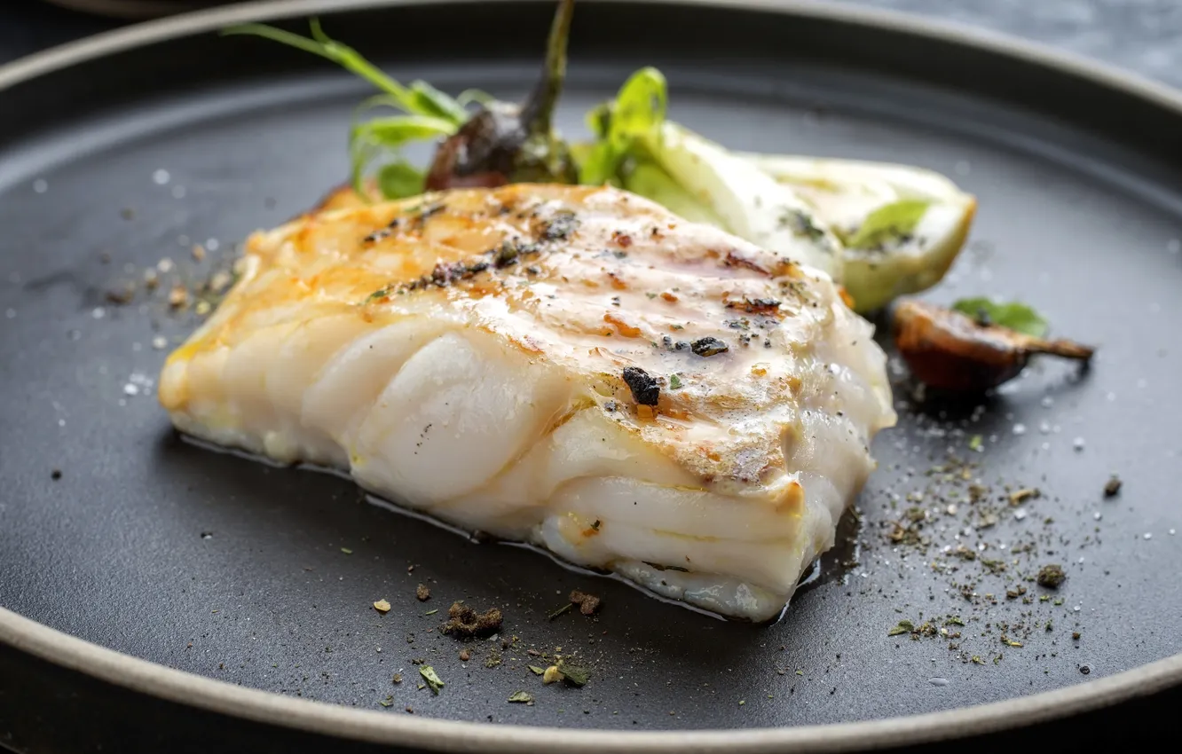 Photo wallpaper green, melissa, food, fish, japanese, french, fried, meal