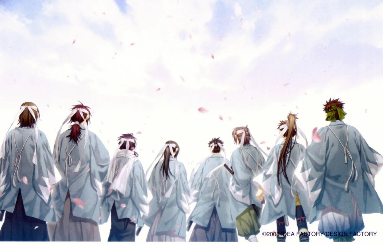 Photo wallpaper the sky, back, headband, cloak, squad, samurai, Okita Souji, Saitou Hajime