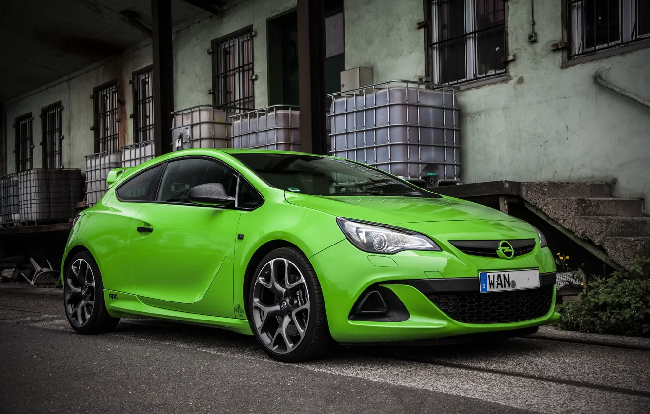 Photo wallpaper Opel, Green, Astra, Opc