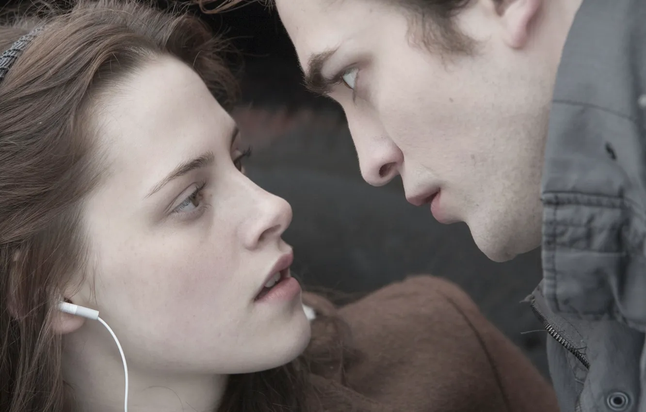 Photo wallpaper headphones, Twilight, Edward Cullen, Bella Swan, still from the film, The Twilight