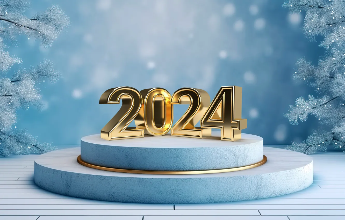 Photo wallpaper winter, snow, new year, figures, golden, winter, snow, New Year