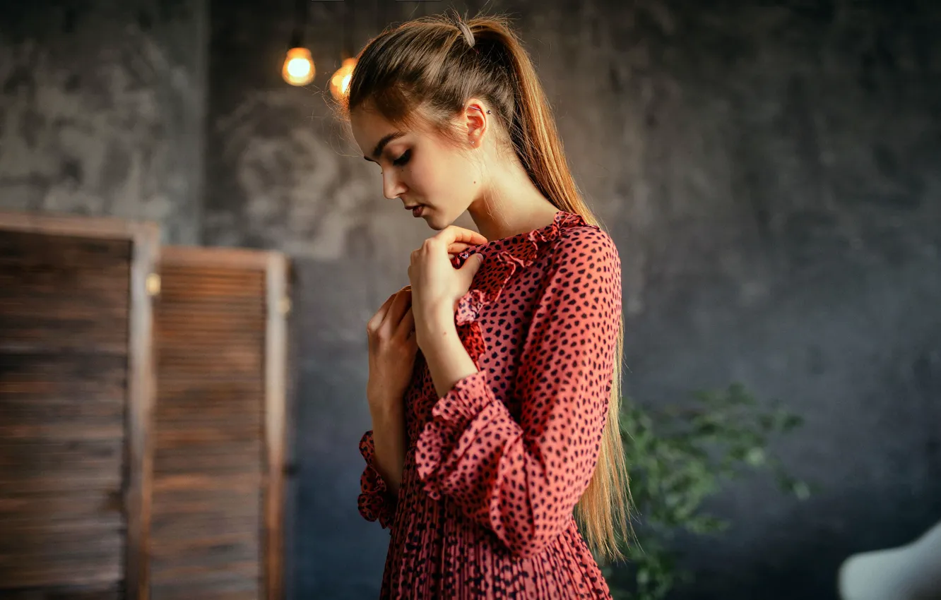 Photo wallpaper girl, pose, hands, dress, long hair, Alexey Yuriev