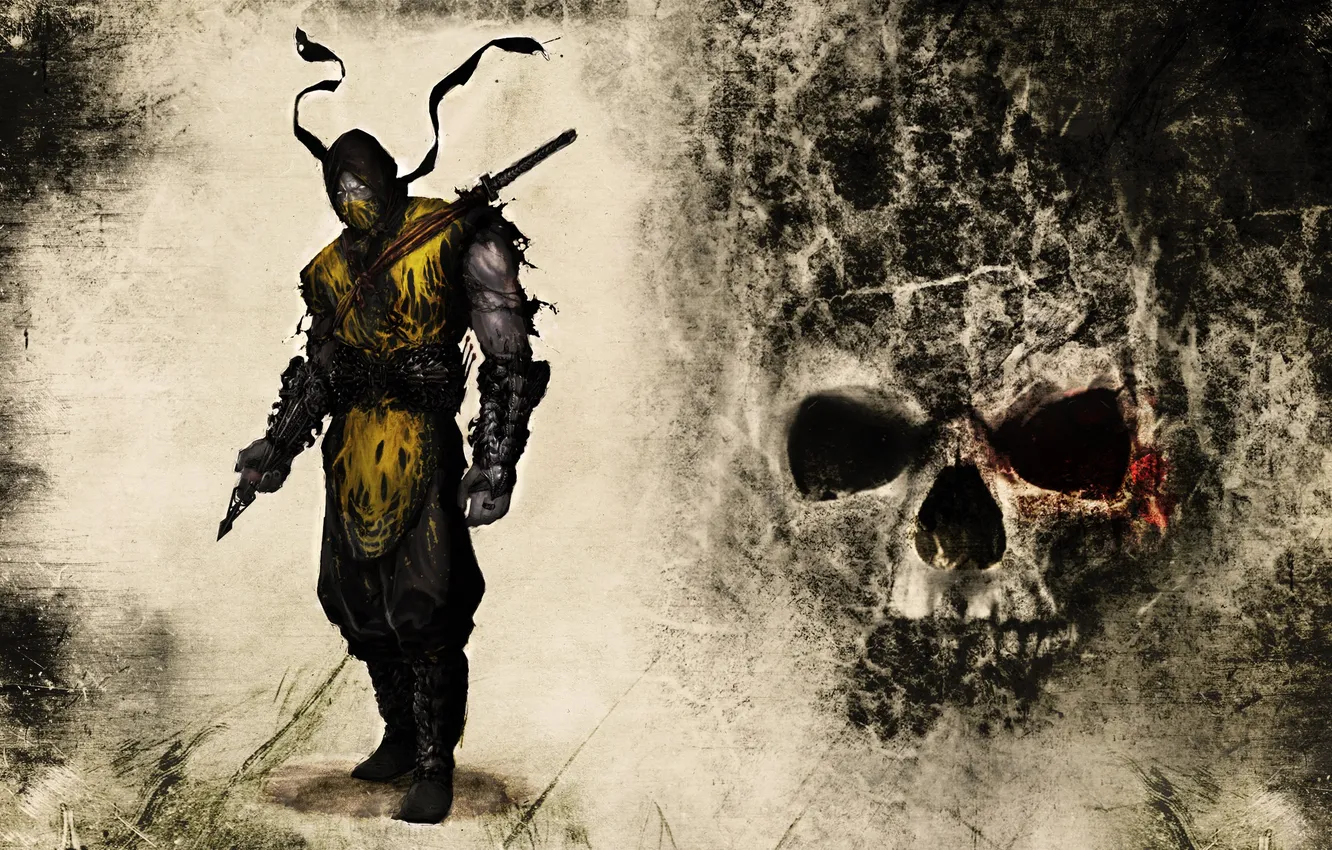 Photo wallpaper games, Mortal Kombat, Scorpion, Honnoror