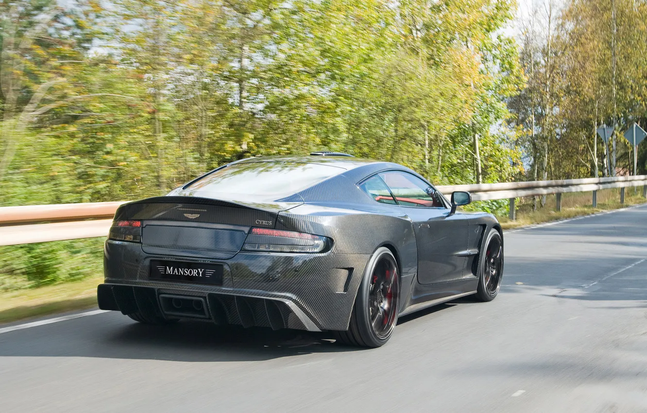Photo wallpaper machine, trees, Wallpaper, Aston Martin, DB9, road, tuning, Mansory