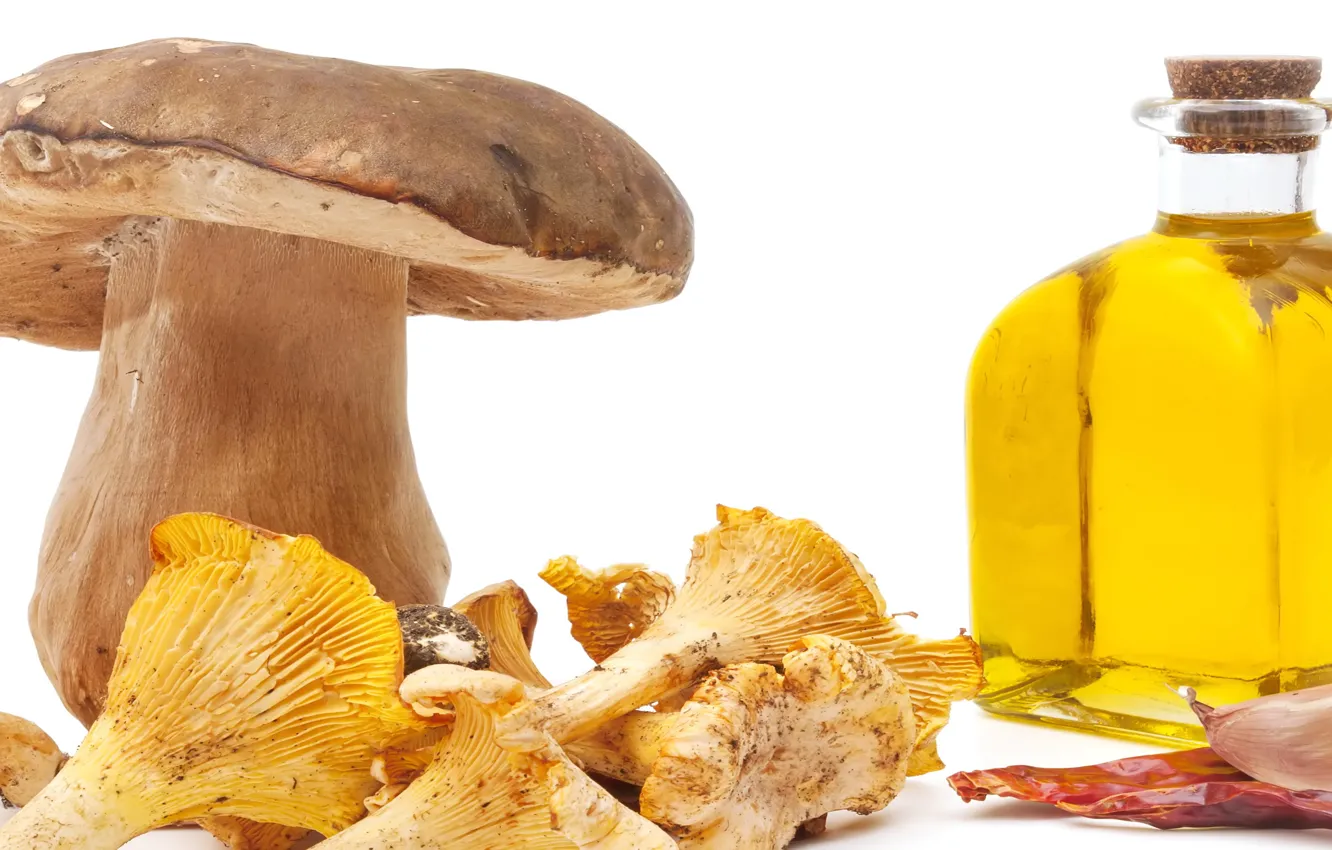 Photo wallpaper mushrooms, oil, garlic