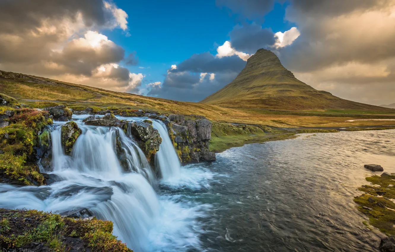Photo wallpaper river, waterfall, Iceland, Kirkjufellsfoss