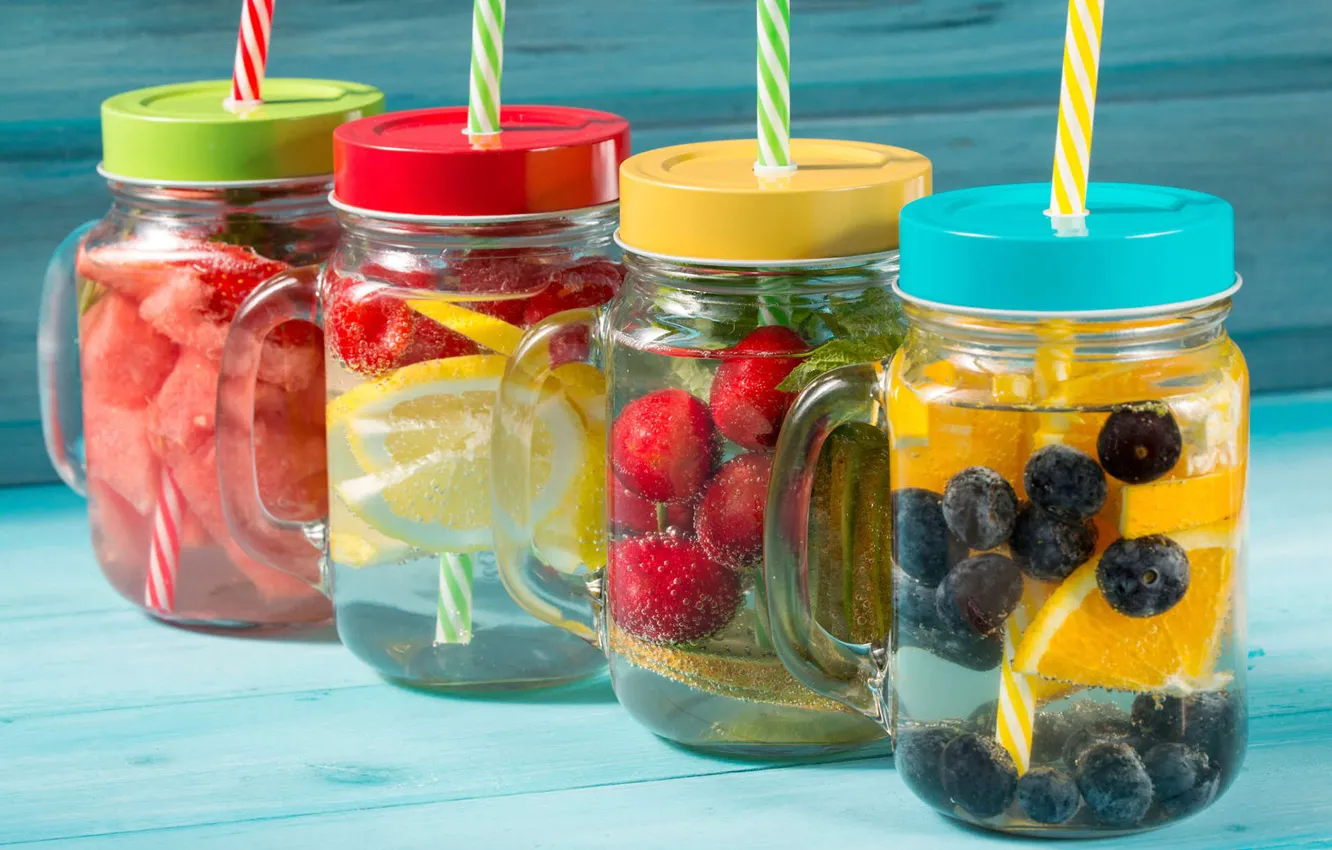 Photo wallpaper berries, drink, fruit, fruit, drink, berries, healthy eating, healthy eating