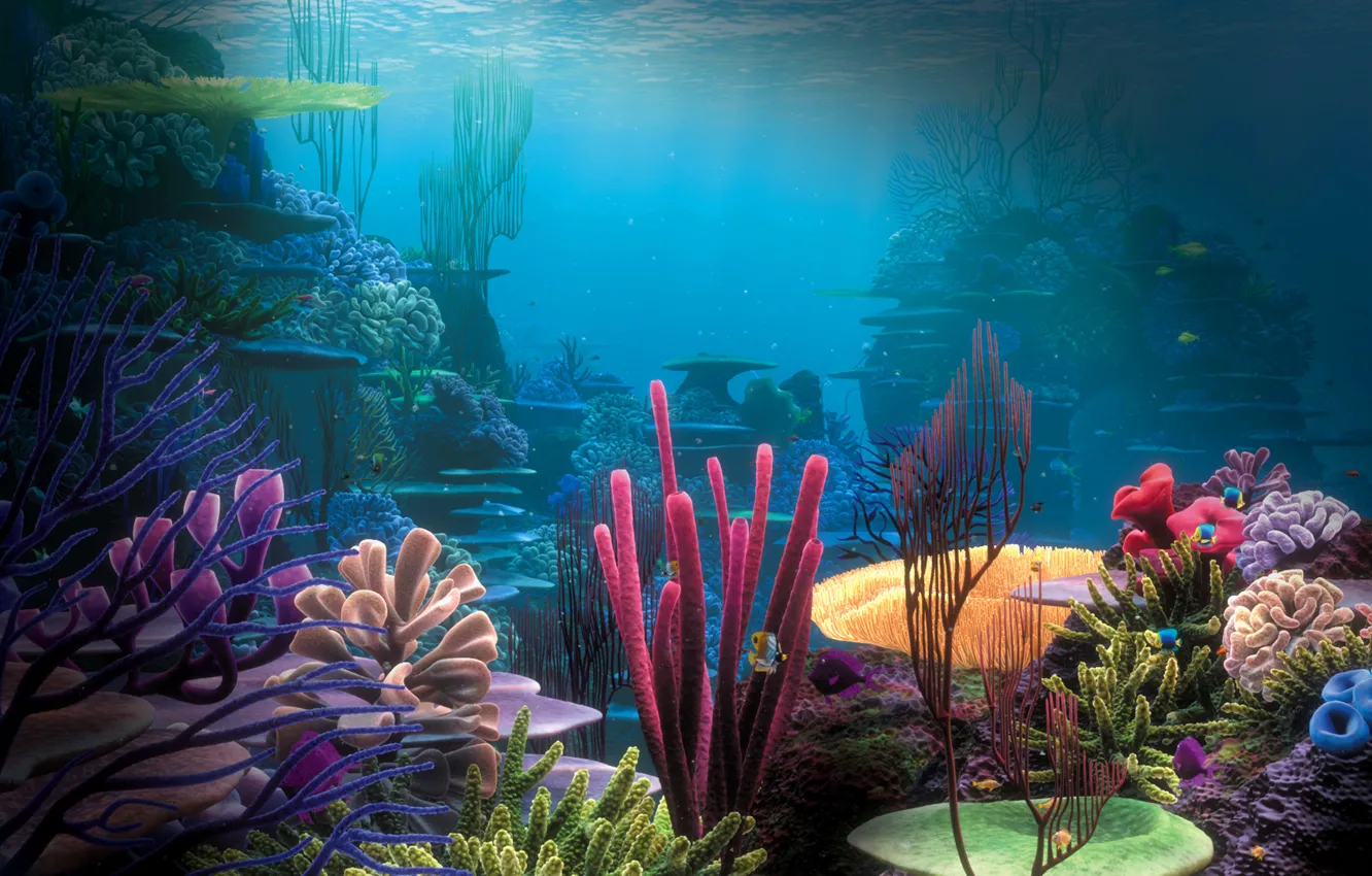 Photo wallpaper plants, corals, underwater world