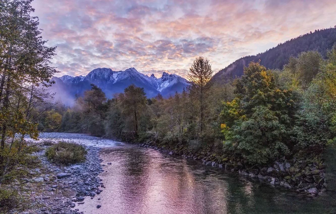 Photo wallpaper landscape, mountains, nature, river, beauty