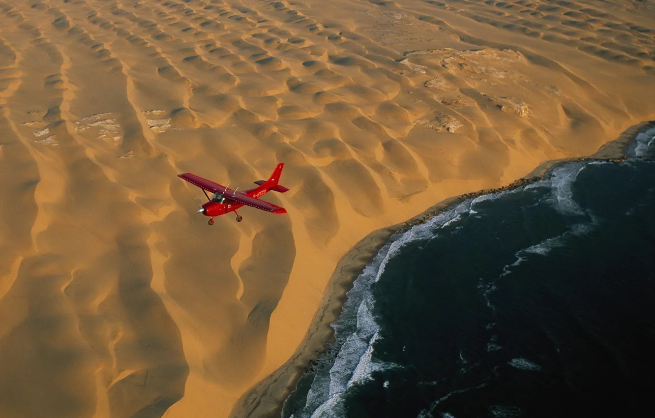 Photo wallpaper sand, wave, landscape, the plane, the ocean, waves, ocean, landscape