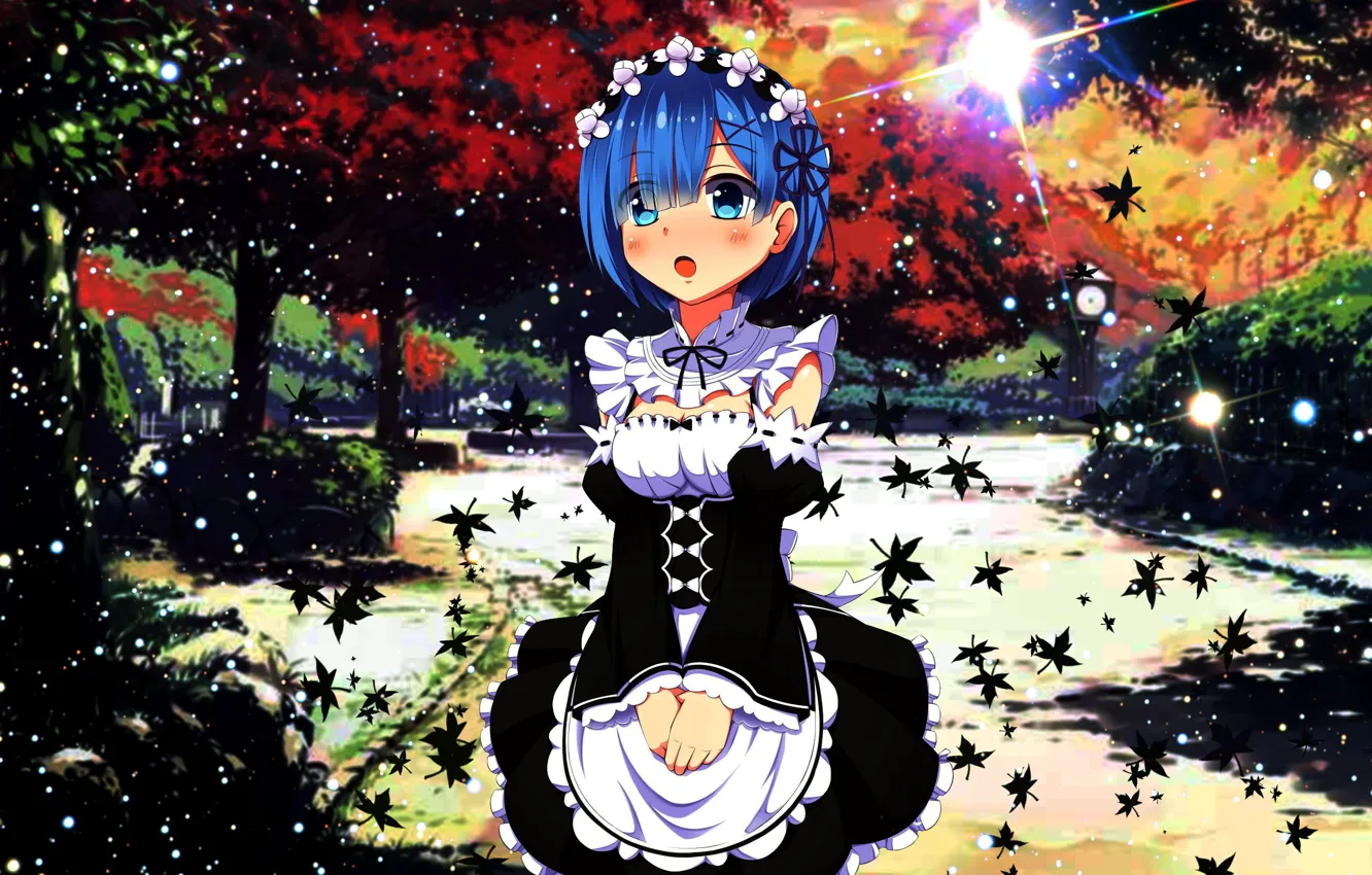 Photo wallpaper anime, blue hair, Re: Zero Kara Hajime Chip Isek Or Seikatsu, Rem (Re: Zero