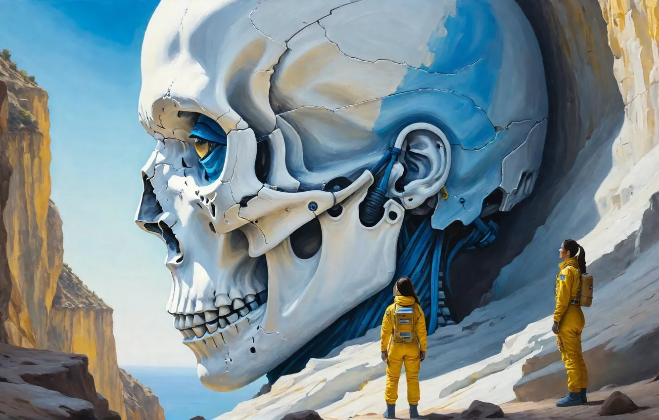 Photo wallpaper girl, skull, Surah