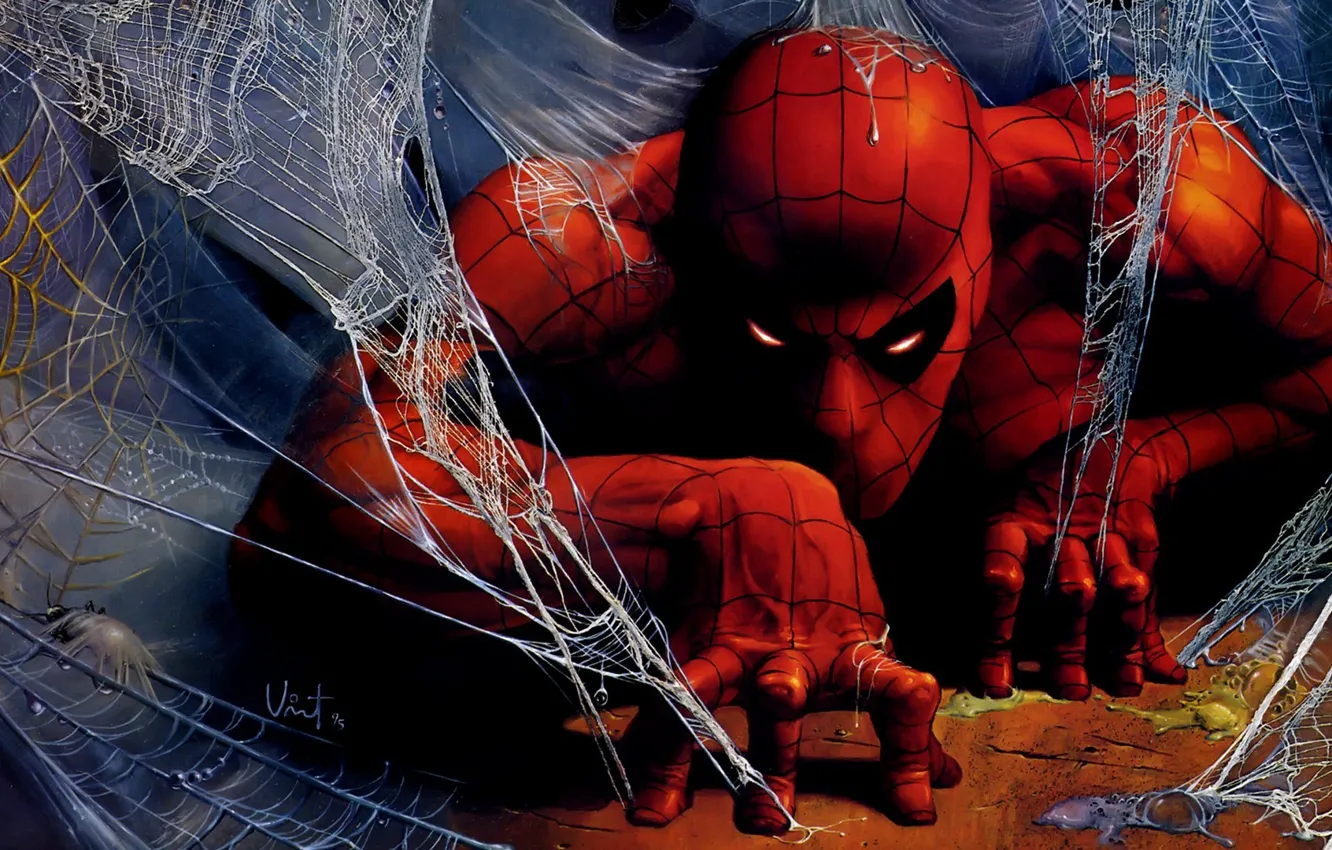 Photo wallpaper fantasy, Marvel, comics, artwork, superhero, costume, drawing, Peter Parker