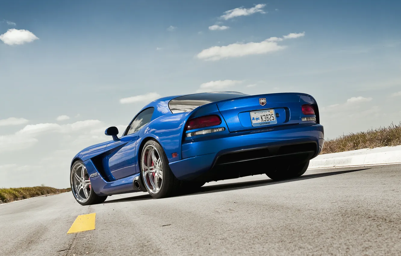 Photo wallpaper asphalt, blue, markup, Dodge, Viper, Dodge, Viper, blue