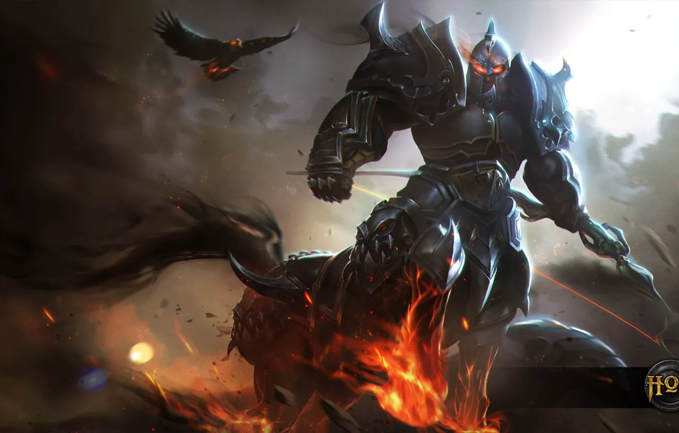 Photo wallpaper bird, armor, warrior, bow, helmet, centaur, art, Archer