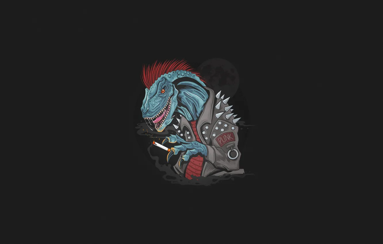 Photo wallpaper style, background, punk, dinosaur, minimalism, art, cigarette, lizard