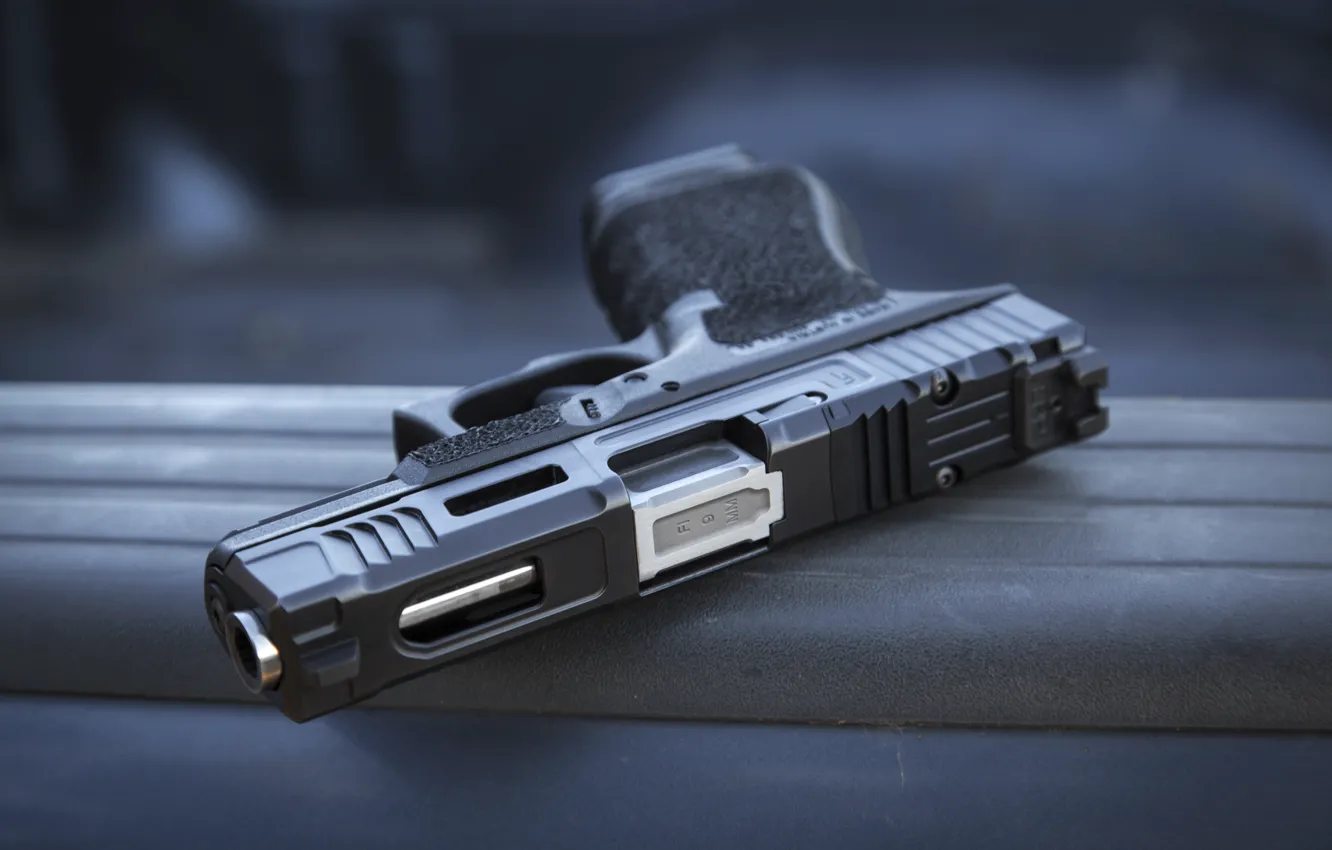 Photo wallpaper gun, background, Glock 19, self-loading