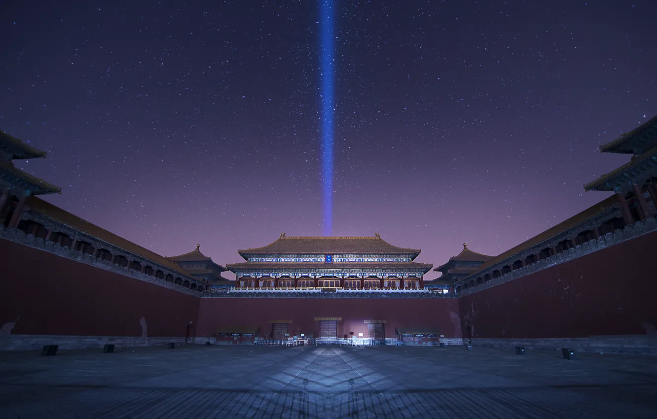 Photo wallpaper purple, the sky, stars, night, China, lilac, Beijing, Forbidden City