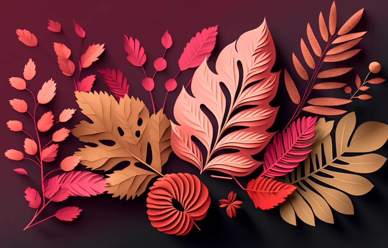 Photo wallpaper leaves, background, colorful, red, still life, background, autumn, leaves