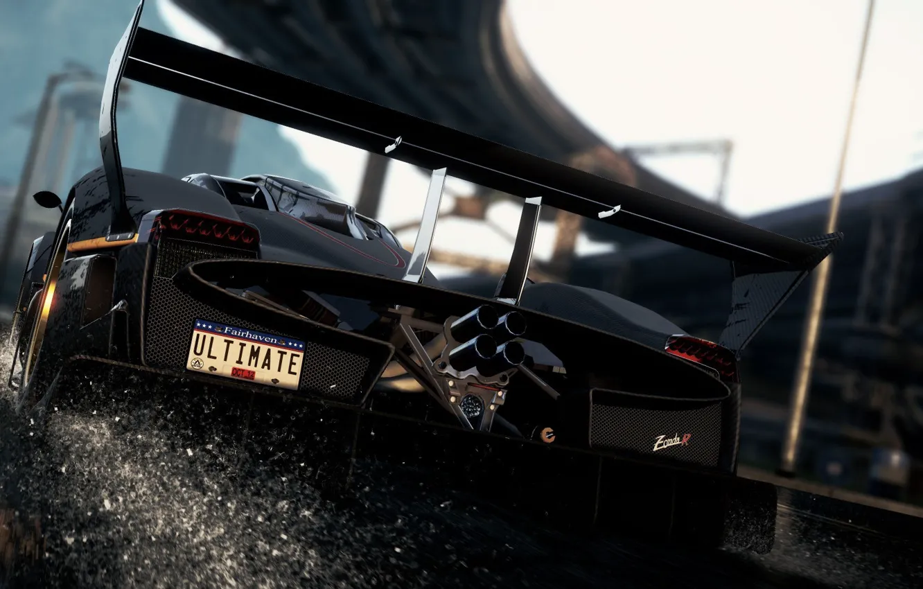 Photo wallpaper squirt, speed, sports car, view, Zonda R, need for speed most wanted 2012