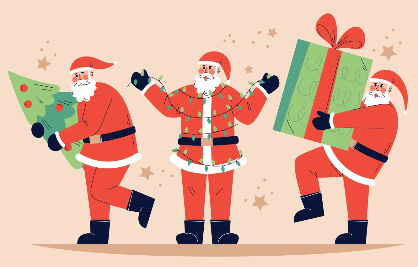 Photo wallpaper Christmas, Santa Claus, new year