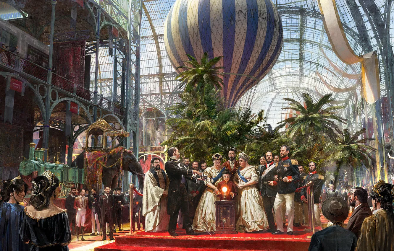 Photo wallpaper balloon, people, painting