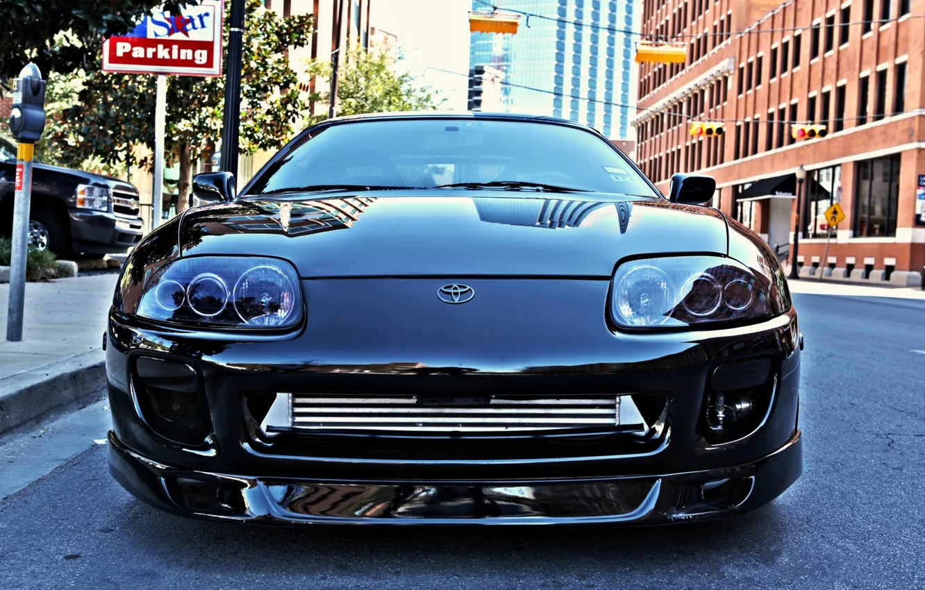 Photo wallpaper city, Toyota, cars, auto, tuning, Supra, cars walls, parking