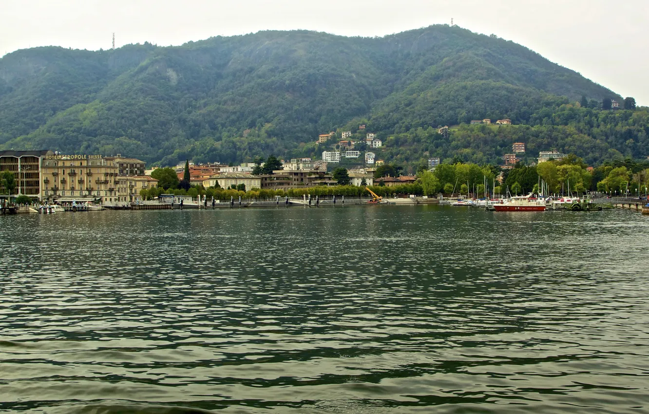 Photo wallpaper water, mountains, nature, the city, lake, photo, Italy, COMO