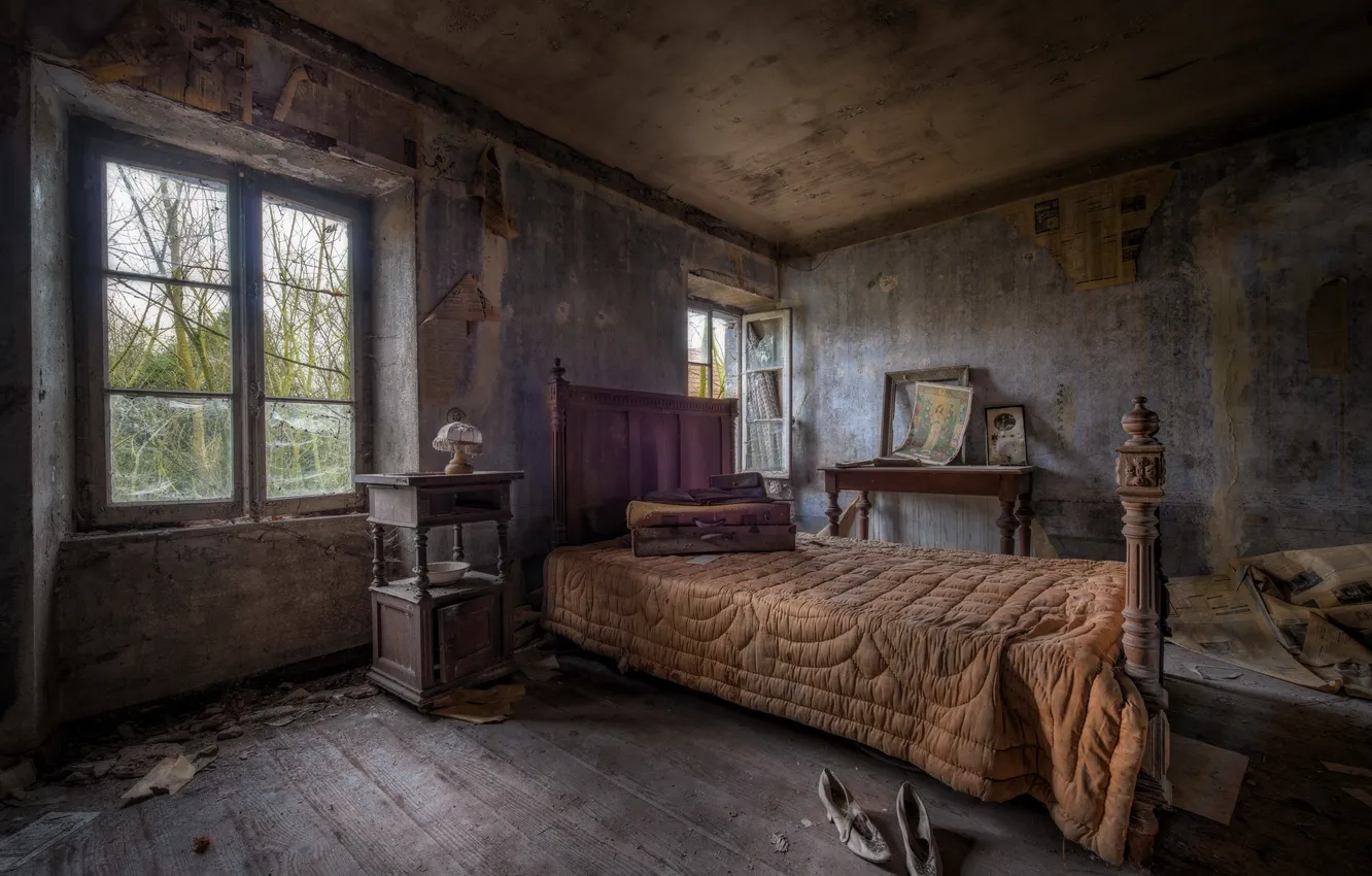 Photo wallpaper room, bed, window