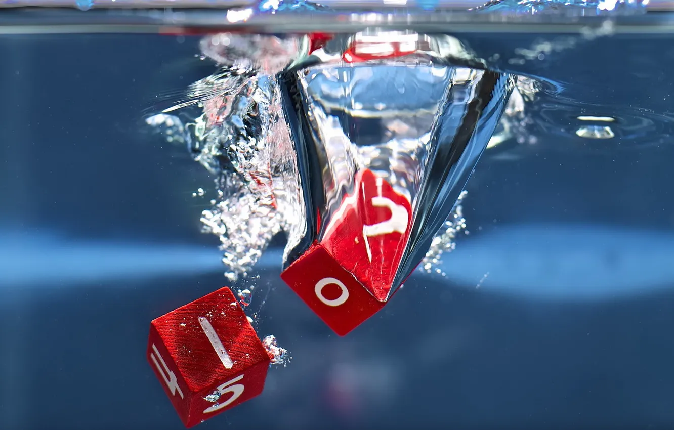 Photo wallpaper water, macro, cubes