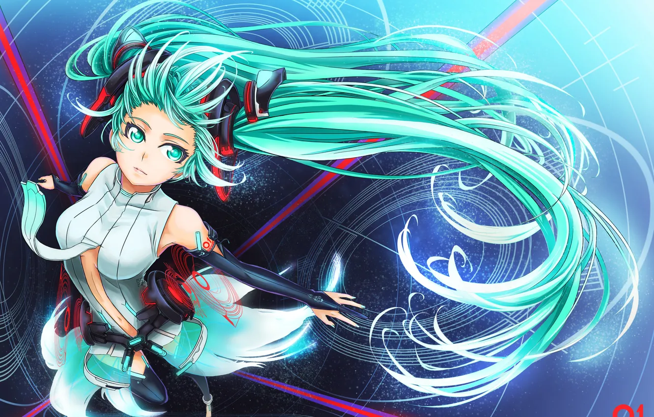 Photo wallpaper girl, art, vocaloid, hatsune miku, Vocaloid, miku append
