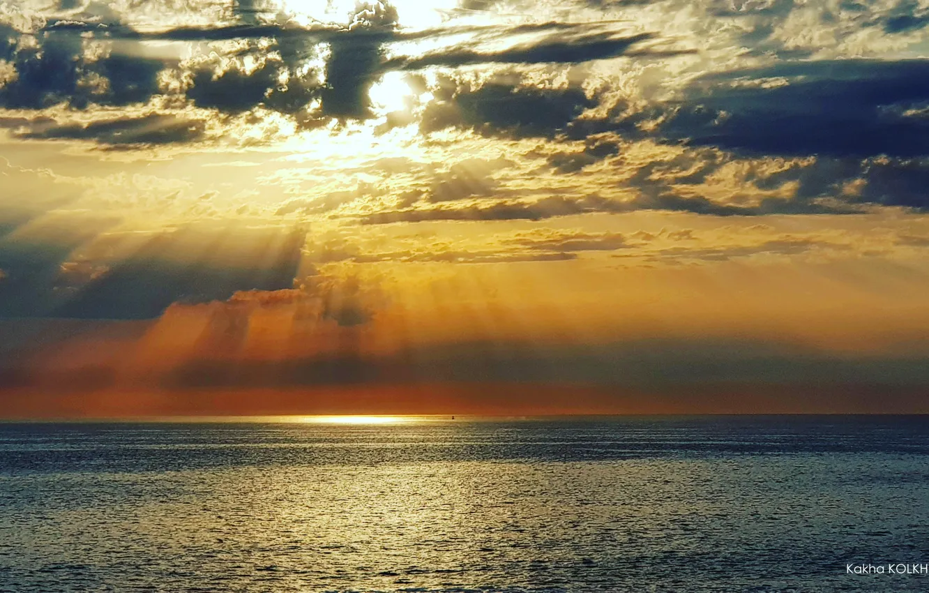 Photo wallpaper ocean, sunset, France, sun, Atlantic Ocean, Bretagne, Sunset, Sun