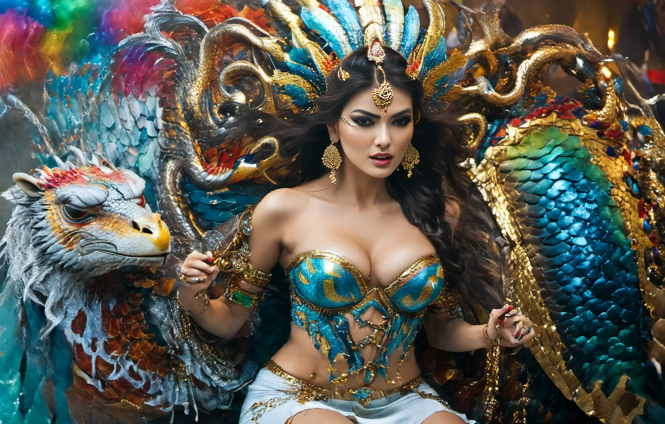 Photo wallpaper girl, hot, sexy, fashion, cleavage, eyes, smile, beautiful