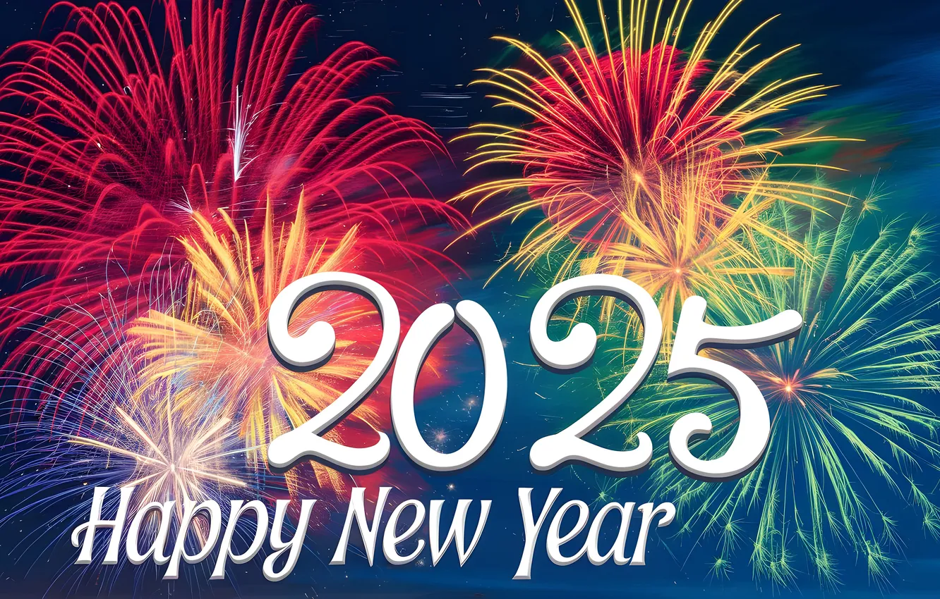 Photo wallpaper new year, figures, date, 2025, AI art, New Year 2025, neural network