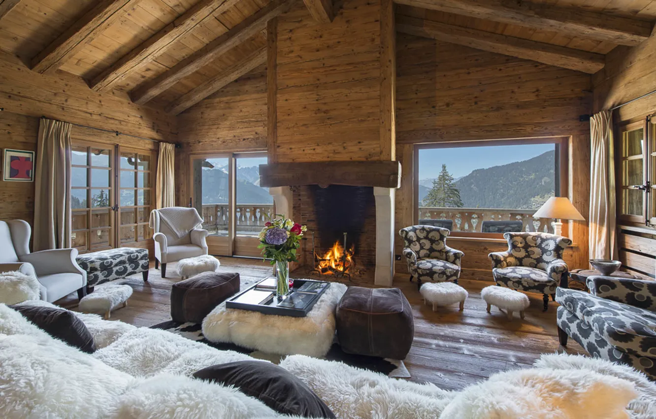 Photo wallpaper design, style, room, interior, fireplace, ranch