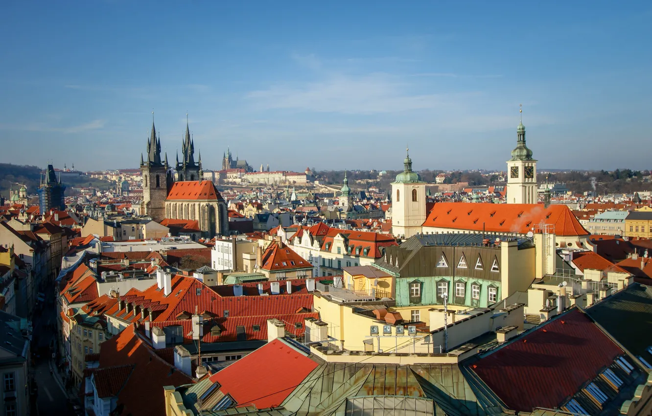 Photo wallpaper the sky, city, the city, photo, street, view, home, Prague