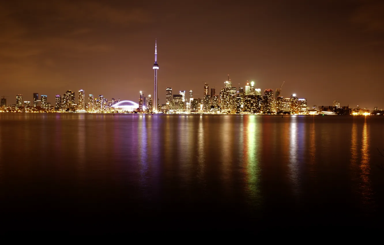 Photo wallpaper reflection, Canada, Toronto, Canada, Toronto, reflection, Lake Ontario, lake Ontario