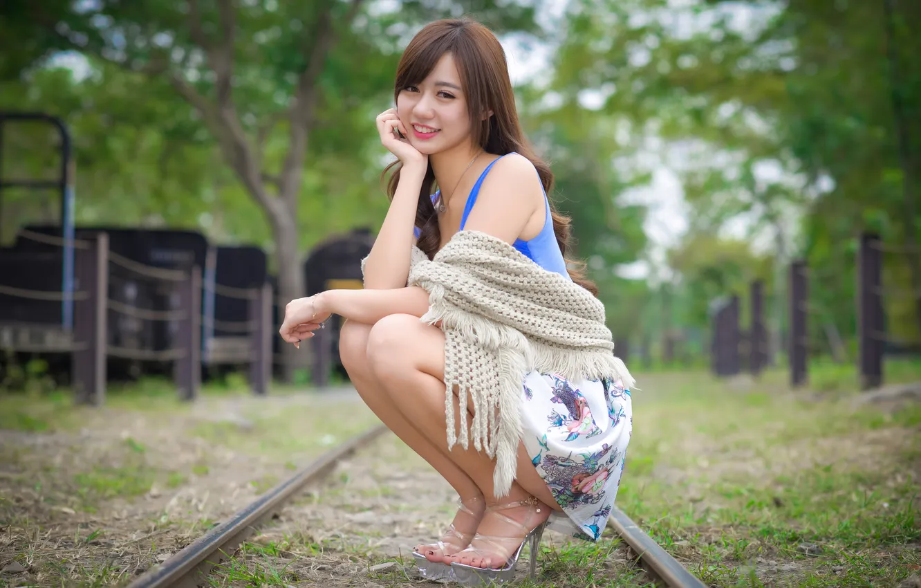 Photo wallpaper girl, smile, Asian