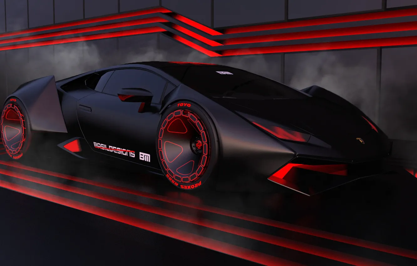 Wallpaper Auto Lamborghini Neon Machine Supercar Rendering