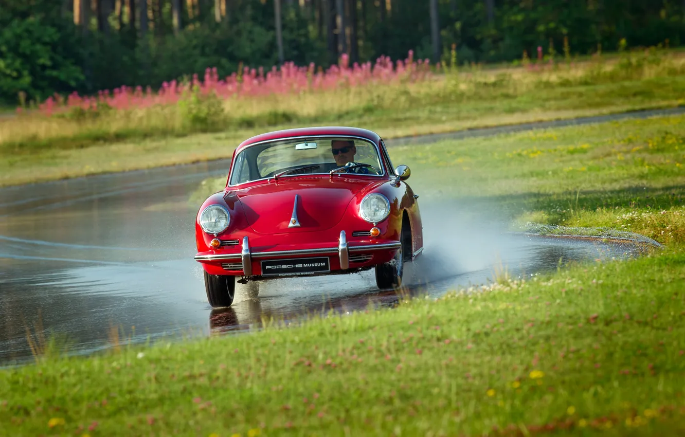 Photo wallpaper Porsche, red, 1962, 356, Porsche 356B 1600 Super 90 Coupe