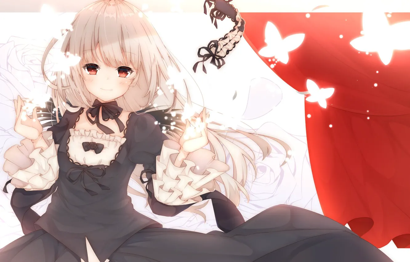 Photo wallpaper look, girl, butterfly, rozen maiden, suigintou