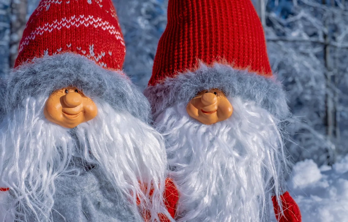 Photo wallpaper doll, figure, pair, dwarf, composition, bearded, winter's tale, white-bearded