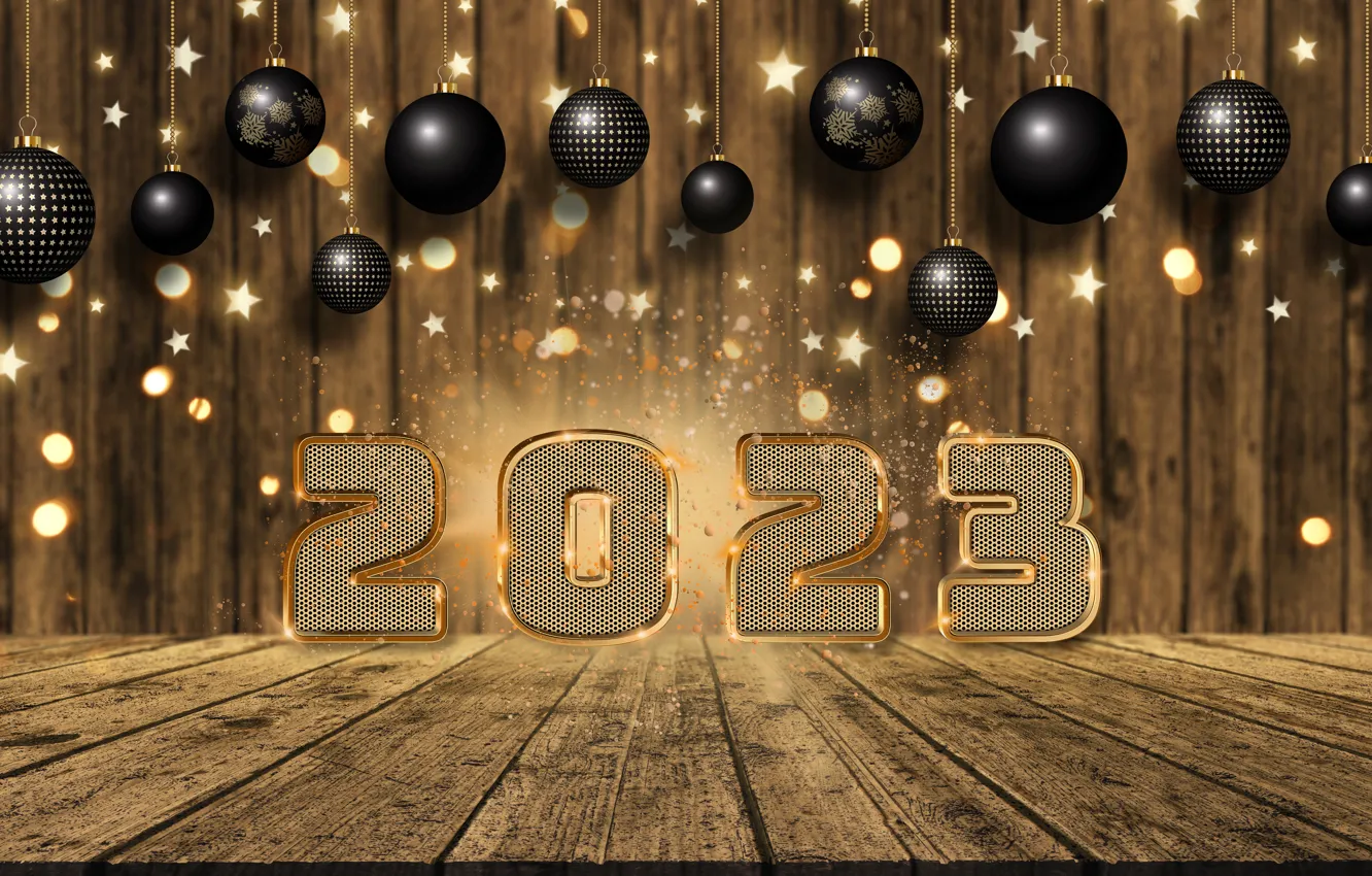 Photo wallpaper gold, new year, figures, golden, bokeh, New Year, Happy, glitter