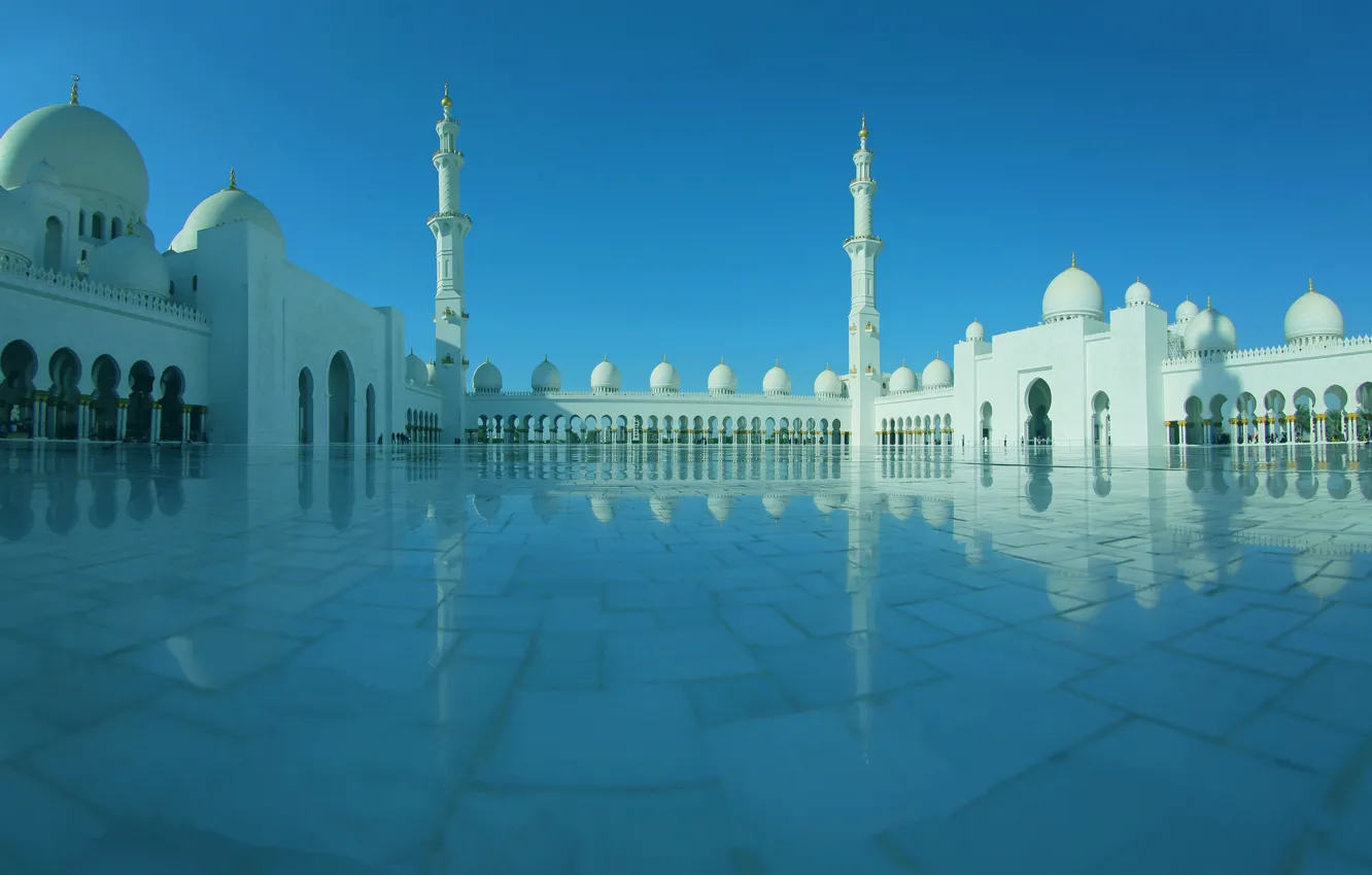 Photo wallpaper architecture, UAE, The Sheikh Zayed Grand mosque, Abu Dhabi, the minaret