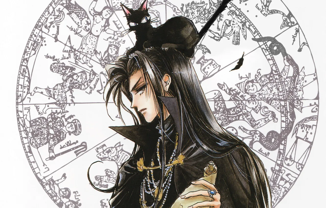 Photo wallpaper symbol, MAG, guy, cloak, ring, art, zodiac, scroll