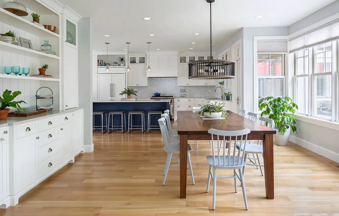 Photo wallpaper design, style, interior, kitchen, dining room, Mid-century modern farmhouse, Mid-century modern farmhouse, by Anchor builders